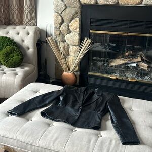 Leathercraft Process Black Genuine Leather Structured Jacket Size 10